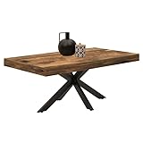 IDMarket Alix - Mesa baja rectangular (110 cm, pie araña, madera oscura, efecto envejecido, color negro