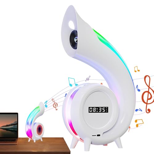 Lámpara de altavoz con luz LED de ambiente y despertador táctil