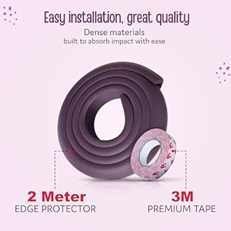 LuvLap Baby Proofing Edge Corner Guards, Extra Thick 2 Meter, Furniture Corner Cushion for Child Safety, 3M Adhesive Tape, Corner Protector for Baby, Edge Guard Strips, Non Toxic, BPA Free, Brown