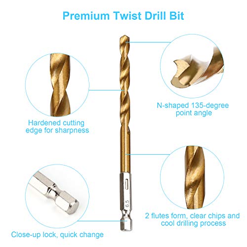 Yxyl YXYL-0003 19Pcs Premium Hex Drill Bit Set, Titanium Drill Bits Set, High Speed Steel Hex Shank Drill Bits Sets thumb #1