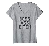 Womens Boss Ass Bitch V-Neck T-Shirt