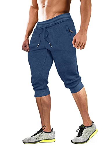Magcomsen Mens Workout Shorts Hiking Shorts Quick Dry Cargo Shorts For Men 3/4 Capri Pants Outdoor Shorts Below Knee Casual Long Shorts Running Shorts Sapphire Blue #TOP26