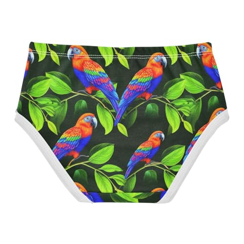 Joisal Cotton Toddler Girls Underwear Vibrant Birds Green Leaves Little Girl Panties Personalized Briefs Kids Undies 2t2