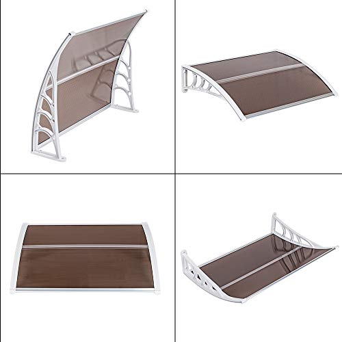 Imseigo 40"X 30" Polycarbonate Window Door Awning Canopy Brown With Abs Bracket,Front Door Outdoor Awning Canopy Uv Rain Snow Protection Hollow Sheet (40"X 30", Brown With White Bracket) #TOP2