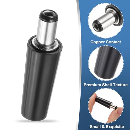MECCANIXITY 5 piezas adaptador macho DC Power 5.5x2.1mm negro miniatura 3