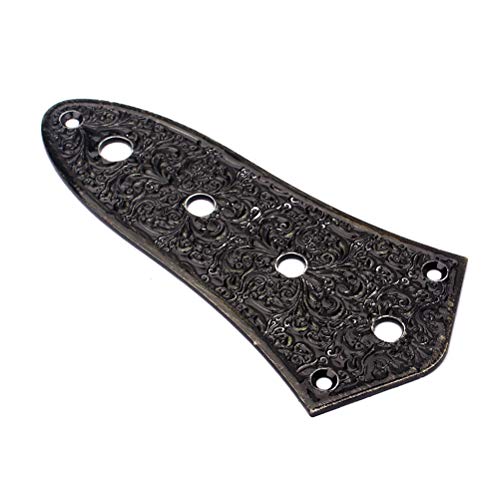 Artibetter 4-Hole Jazz Bass Control Plate Vintage Alloy Jazz Bass Parts (Black) #TOP2