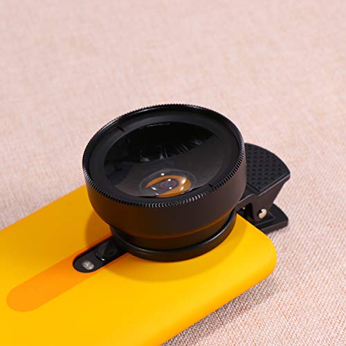 2 in 1 Phone Camera Lens Wide Angle Macro Lens Outer Mobile Phone Lens for Smartphone (Black)