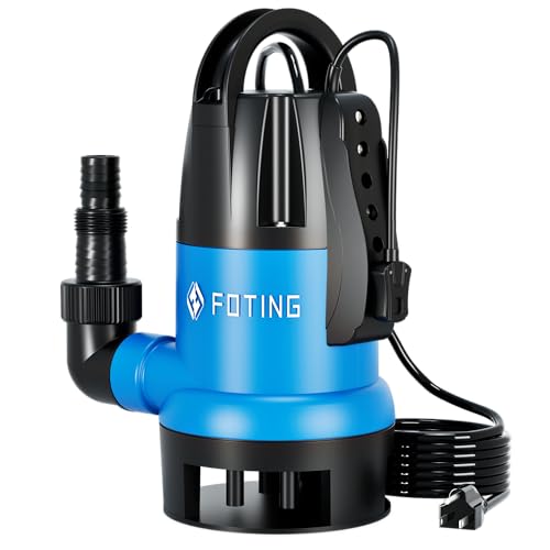 FOTING Schmutzwassertauchpumpe variabel einstellbarer Schwimmerschalter, 750 W, 19500 l/h, Clean/Dirty Water Pump, Förderhöhe max 8 m, Eintauchtiefe max 7 m, Thermoschutz,Tub, Pond