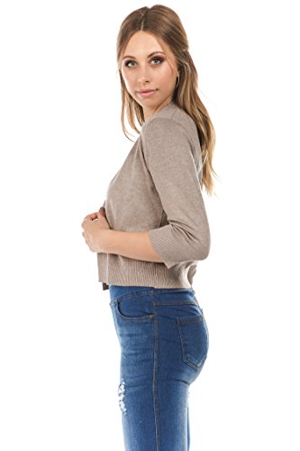 Image of Cielo Women's Soft Solid Open Front 3 /4 Sleeve Sweater Cardigan