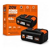 Batteria da 20 V, 4,0 Ah, compatibile con sistema Worx PowerShare, batteria di ricambio agli ioni di litio con indicatore LED, alte prestazioni e lunga durata