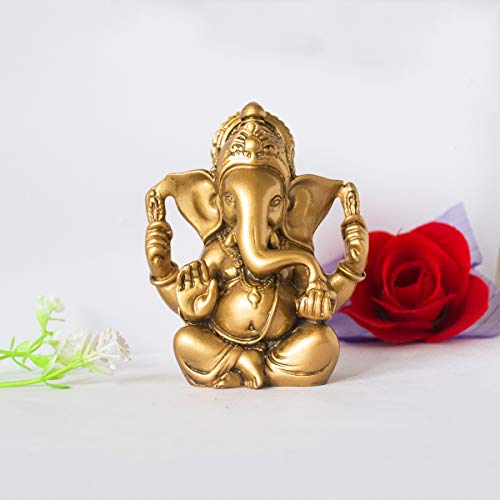 Estatua de Lord Ganesha India 4.5 pulgadas Dorado miniatura 5