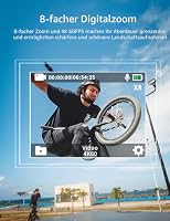 Apexcam Action Cam 4K60FPS 48MP WLAN Sportskamera Unterwasserkamera 40m Wasserdicht 8X Zoom 2.4G Fernbedienung 2x1350mAh Akkus mit Zubehör Halterungs-Set(M80) – Ansicht 3