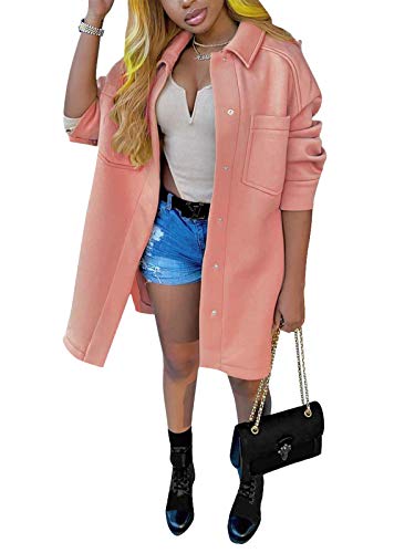 Womens Casual Jacket Coat Lapel Neck Open Front Button Down Outwear