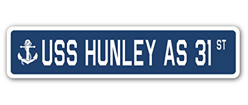 USS Hunley AS 31 Street Sign us Navy Ship Veteran Sailor Gift