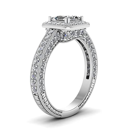 Anillos de compromiso de halo vintage plata esterlina corte princesa joyas de mujer tallas 47-70 3