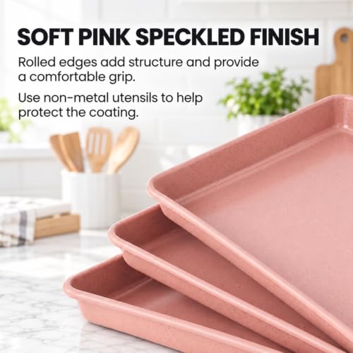Hovnarh Pink 11x9 Baking Pan Set of 3, Nonstick Carbon Steel Cookie Sheet by Hovnarh - Used condition - Image 8