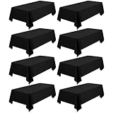 8 Pack Rectangle Tablecloth 60 x 102 inch Black Polyester Table Cloth for 6 Feet Tables,Washable Fabric Stain and Wrinkle Resistant Table Cover Table Clothes for Wedding Parties Banquet Kitchen