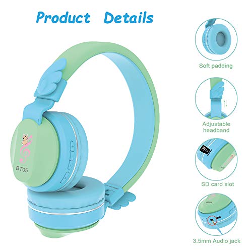 Riwbox Écouteurs Bluetooth sans fil BT05 Wings pour enfants, contrôle du volume, 85 dB/103 dB, casque pliable avec micro… - Les Beatles, Paul McCartney, John Lennon, RIngo Starr, George Harrison Riwbox Écouteurs Bluetooth sans fil BT05 Wings pour enfants, contrôle du volume, 85 dB/103 dB, casque pliable avec micro… – Image 4