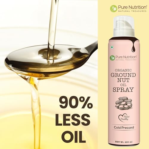 Image of Pure Nutrition Organic Groundnut Oil Spray - 200ml | 100% Pure & Cold-Pressed | Cook Healthy with 10X Less Oil | Naturally Rich in Antioxidants | Supports Heart Health | Ideal for Grilling, Sauteing & Low-Calorie Cooking
