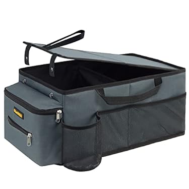 AMAZON - DiGeeONEGU Passenger Car Seat Organizer Front Seat or Back Seat with Lid Tissue Box & Cup Holder Features 7 Pockets Blue Upgraded