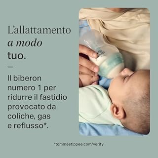 Tommee Tippee Biberon anti-colica 260 ml, con tettarella simile al seno materno, cannuccia anti-colica ventilata, autosterilizzante, 2 pezzi