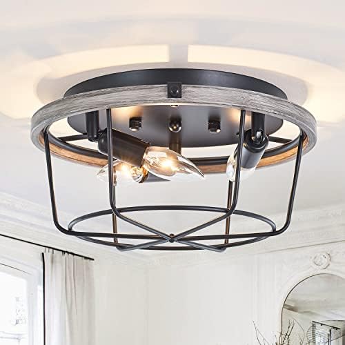 Ejerlya 3Light Industrial Ceiling Light Fixtures,Farmhouse Metal Cage
