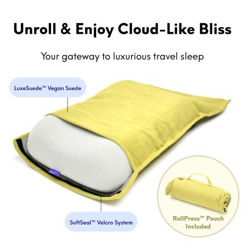 Image of Cushion Lab Travel Deep Sleep Pillow - Compact Memory Foam Neck Pillow for Sleeping, Portable Pillow for Hotels, Camping, Side & Back Sleepers, On-the-Go - Spark