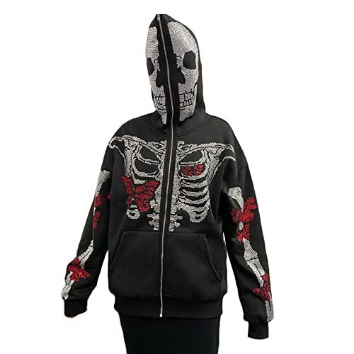 トップス PPFM 00s archive skull zip foodie y2k Vintage Y2K Skull Skeleton Zip up Hoodie LRG Style Skate XL