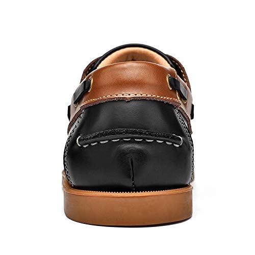 UPIShi Men's Leather Boat Shoe Casual Handsewn Moccasin Toe Comfort Loafers 7