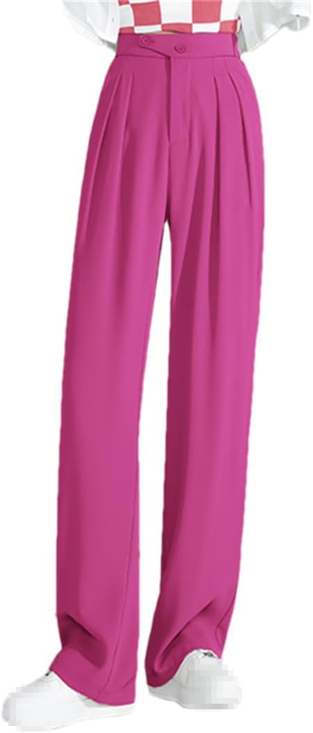 Women's Spring Summer Button Elegant Simple Blue Straight Loose Trousers