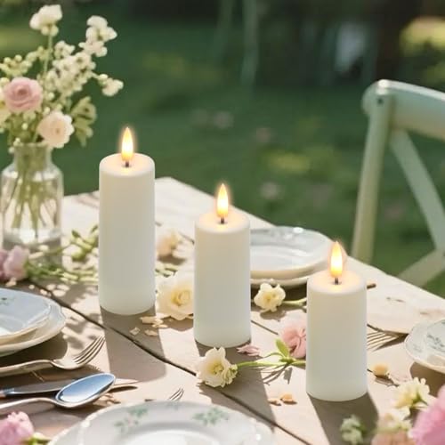 Image of Outdoor Candles with Timer Waterproof, 6 PCS Outdoor Waterproof Flameless Candles Battery Operated, Realistic Flame Effect LED Pillar Candles for Fireplace Halloween Christmas Patio Centerpieces