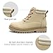MIXIN Girls Boys Combat Hiking Snow Boots Waterproof Non-Slip Fashion Work Ankle Boots with Lace Up Side Zipper for Little Big Kids Beige Size 4