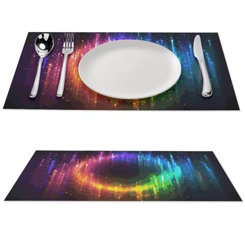 Sets de table en PVC fluo arc-en-ciel imperméables 30x45cm - 2