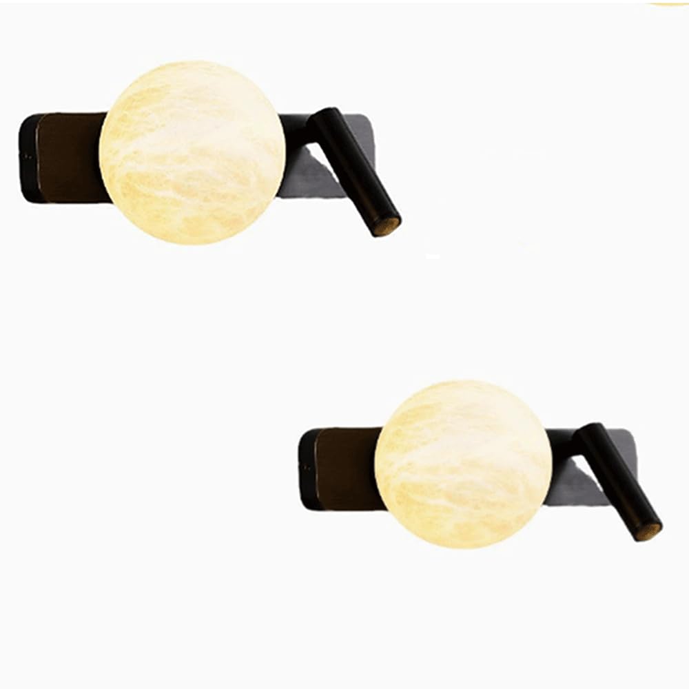 SHUANGZ Rotate Corridor Spotlights,Natural Marble Wall Mounted Lamp Modern Black Luxury Style Wall Sconces,Alabaster Wall Light Fixture,LED Hardwired Wall Hanging Lamp Lighting