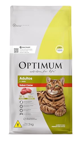 Amazon.com.br: Ração Optimum para Gatos Adultos Sabor Carne 3kg