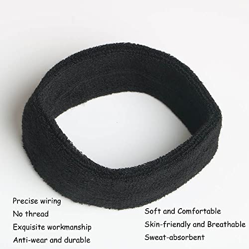Image of Cotton Sweatband Headbands,Pack of 12,Elastic Stretchy Sport Terry Cloth Sweat Bands,Yoga Workout Fitness Exercise Basketball Headband