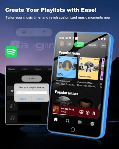 Image of 144GB MP3 Player with Bluetooth and WiFi, 4 inch Full Color Touch Screen MP4 Music Player with Spotify,Pandora,YouTube, Android MP4 Music Player for Kids up to 1TB