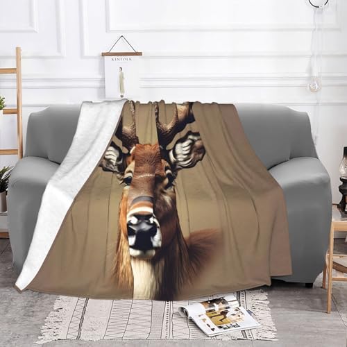 Couverture flanelle tête de cerf plaid lit canapé toutes saisons - 4