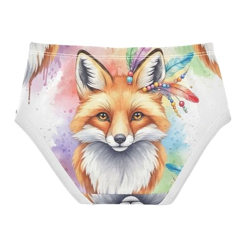 Watercolor Fox Colorful Feathers Girls Underwear Toddler 2t Cotton Panties for Girl Fun Briefs Kids Undies2