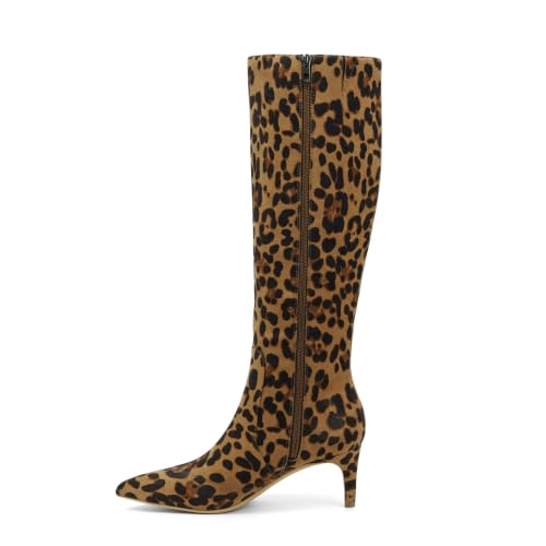 Image of QIY Kitten Heel Knee High Boots for Women Fall Tall Boots