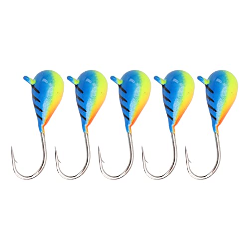 5 Pcs Ice Fishing Jigs Kit 5Mm Ice Fishing Perch Hooks High Carbon Steel Lures For Bass Perch Crappie Micro #TOP5