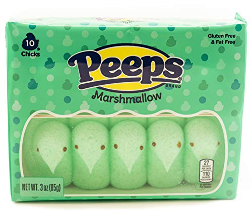 Marshmallow Peep Chicks Easter Colors - 5 Packs of 10 - Yellow, Lavender, Pink, Green, and Blue Chicks - Classic Marshmallow Candy - Decorative Seasonal Peeps