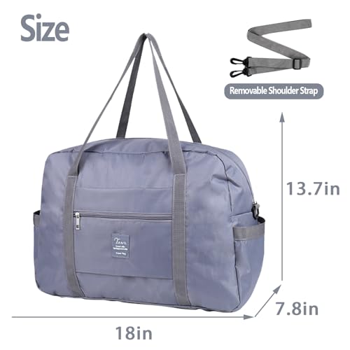 INVODA Travel Bag Carry on Duffle Bag Tote Spirit Airlines Personal Item Bag Shoulder Weekender Overnight Bag Waterproof Sports Gym Bag for Women and Men (Grey)4