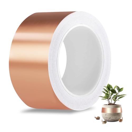 EvcgoX Kupferband Gegen Schnecken 50mm x 20m Schneckenabwehr Schneckenschutz für Hochbeet Pflanzen Schneckenband Kupferfolienband Selbstklebend Schneckenzaun Kupferklebeband Anti Schnecken