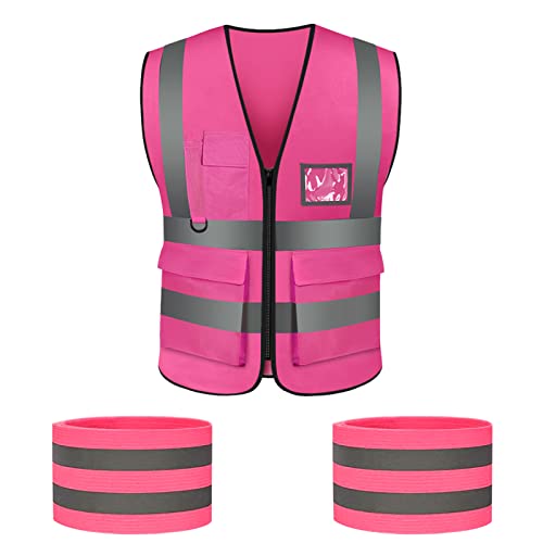 Preisvergleich Produktbild prota Unisex hochsichtbare Warnweste, Hohe Sichtbarkeit Warnweste Sicherheitsweste mit Sicherheitsarmband, Warnweste für Auto KFZ Fahrrad Motorrad Waschbar XL
