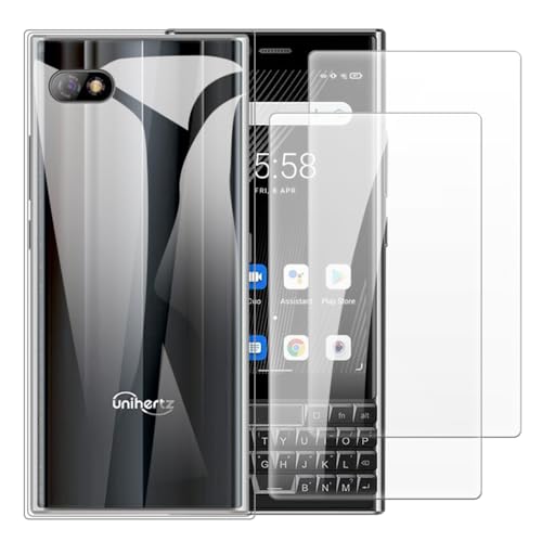 Shantime 2 Pack Tempered Glass + TPU Phone Case Combo Compatible with Unihertz Titan Slim, Shockproof Protective Cover and Screen Protector Set Transparent