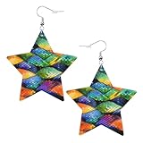 Pendientes de estrella con estampado de escamas de peces arcoíris, elegantes y hermosos, ligeros, colgantes para mujeres y niñas