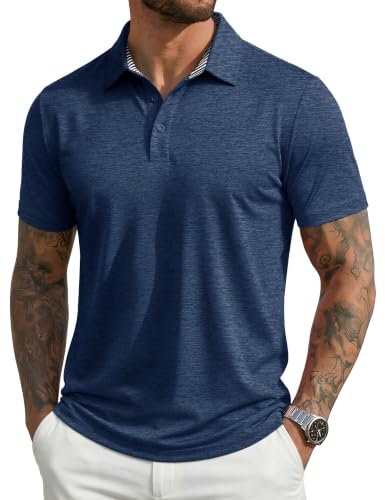 magcomsen MAGCOMSEN Men's Short Sleeve Polo Golf Shirts 3-Button Moisture Wicking Athletic T-Shirts Casual Collared Shirt