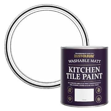 Rust-Oleum White water resistant Kitchen Tile Paint in Matt Finish - Cotton (White) 750ml