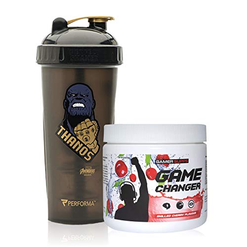 GAMER SUPPS GAME CHANGER eSports Engery Drink für Gamer + Thanos Infintiy War Shaker Cover